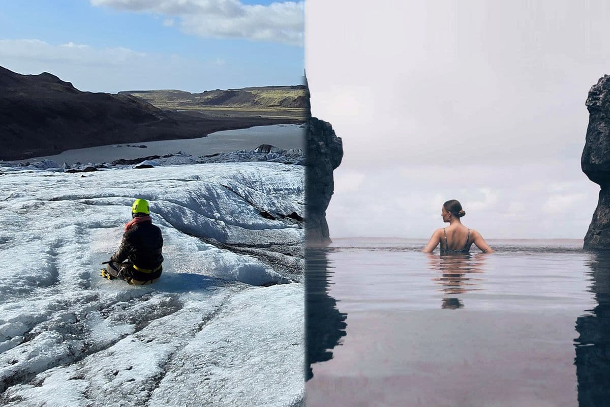 Glacier Hike, South Coast Waterfall, Black Sand Beach and Sky Lagoon