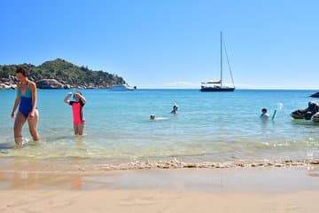 Tiempo para nadar en la playa antes del almuerzo.