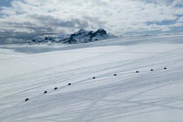 Snowmobiling on a glacier