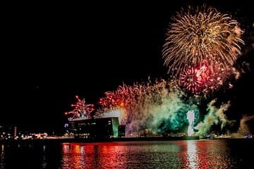 Fireworks over Harpa