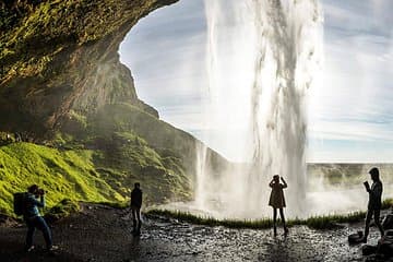 Walking behind Seljalandsfoss waterfall offers amazing photo opportunities