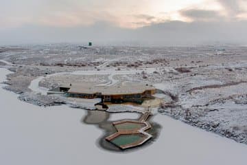 Vök Baths, Lake Urriðavatn, winter view