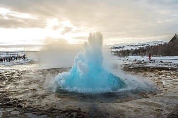 Strokkur is Iceland’s most visited active geyser. One of the three major attractions on the world-famous Golden Circle sightseeing route, it is usually visited alongside Gullfoss and Þingvellir.