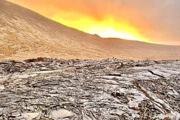 Crusted lava on a frosty morning