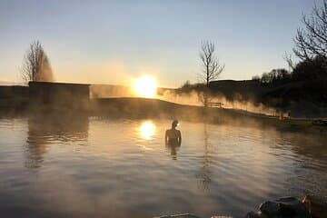 Relax at the Secret Lagoon in low winter light