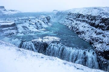 Gullfoss waterfall in snowy conditions