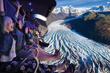 FlyOver Iceland takes you on a thrilling virtual journey over glaciers, volcanoes, and waterfalls — a must-see!