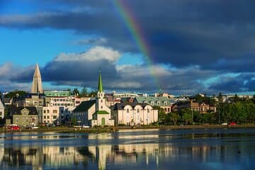 We enjoy the view of Reykjavik´s unique style of building from the City Pond