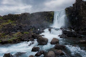 Oxararfoss waterfall, located in the Thingvellir national park