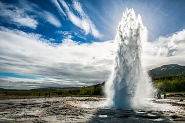 Geysir area with Strokkur spouting hot spring