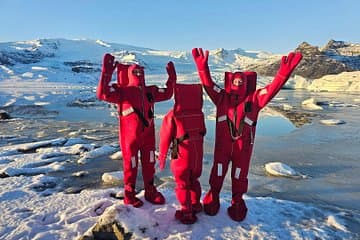 Excited about entering the icy waters during the Ice floating tour