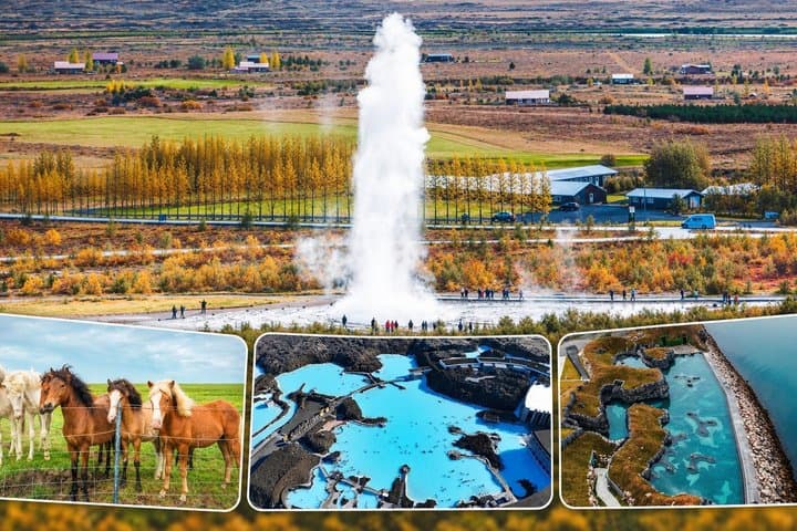 Golden Circle Tour, Horses and Blue Lagoon or Sky Lagoon